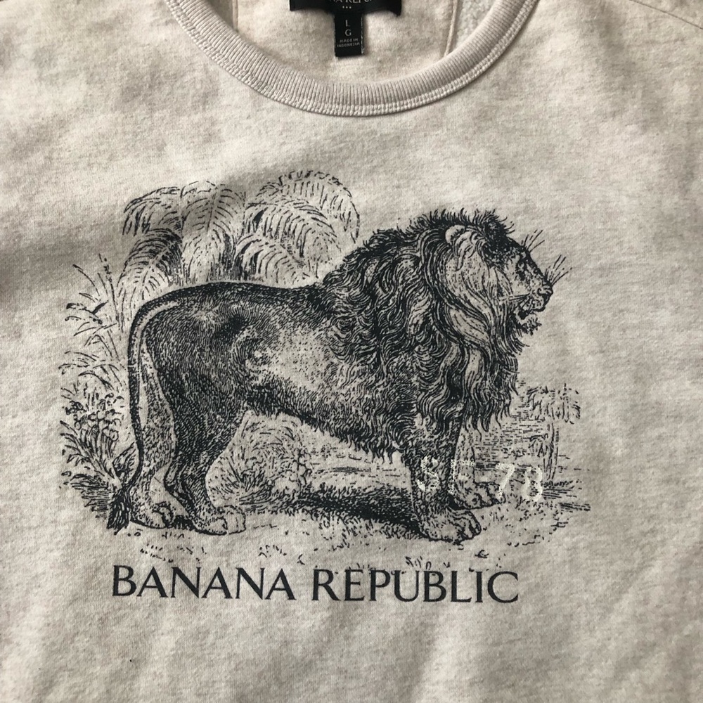 Banana Republic Men’s Cream Graphic Lion Sweatshirt
